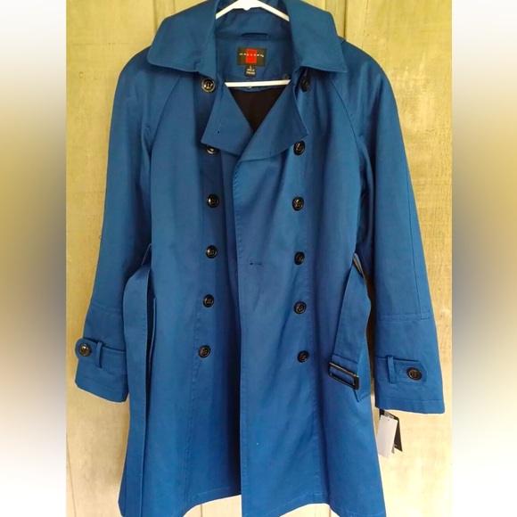 Gallery Petite Jackets & Blazers - Gallery Women's Blue SP Coat w/Liner Belt Hood